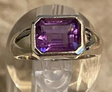 Vintage BOMA Sterling Silver Amethyst Ring Sz 7