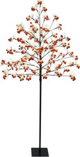 6' Pre-Lit Twig Tree with Warm White LED Lights Festive Red Ornaments