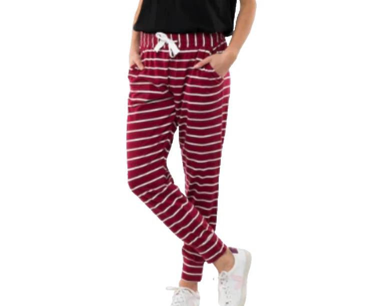 Women's Track Pant Elm Lifestyle Lobby Pant SZ 14 Berry Red Stripe RRP: $79.95