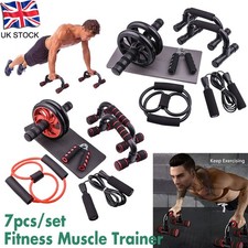 7in1 Ab Exercise Wheels Sets Home Gym Equipment for Men Women Abdominal Exercise
