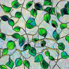 Window Privacy Film Stained Glass Decorative Static Cling 35*157 Green&blue