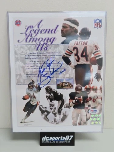 Walter Payton Inscription Signed Auto Autograph 8x10 Bears Poster PSA / DNA COA