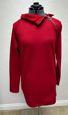 Athleta Sweatshirt Dress Womens XSmall Red Mock Neck Zip Tunic Lounge Athleisure