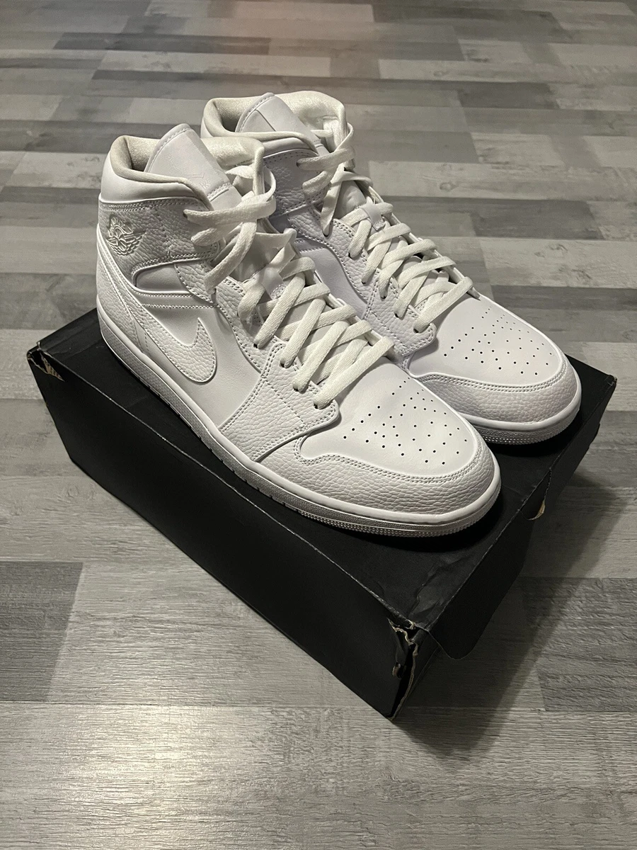 Nike Air Jordan 1 Mid 'Triple White' 554724-130 Size UK 13 US 14 EUR 48.5 |  eBay