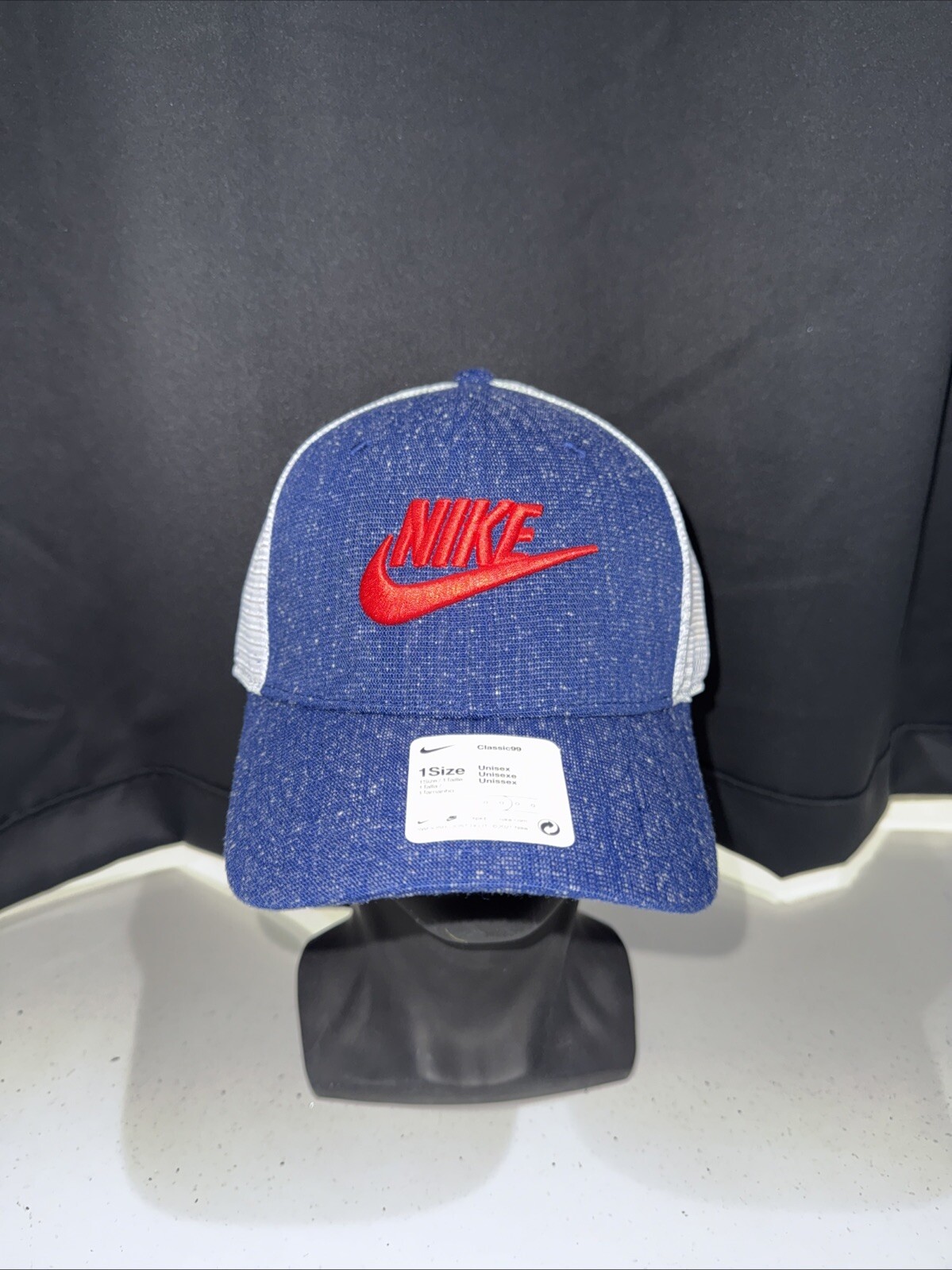 New Nike Classic 99 Trucker Hat in Blue Void and Red for Adults