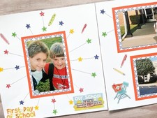 Back to School Scrapbook Layouts, Premade School Pages, School Layouts