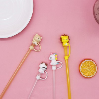 Silicone Sealing Straw Plug Reusable Drinking Dust Cap Cartoon Plugs Tips Co _cn