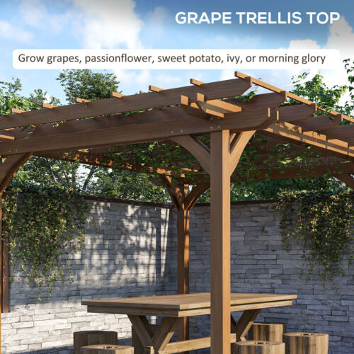 12' x 10' Wooden Pergola Outdoor Gazebo with Stable Structure - Picture 6 of 11
