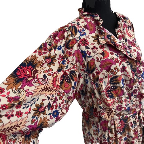 Abito St. John's Bay XL manica lunga con volant rosa floreale maxi 84€ - Foto 16 di 23