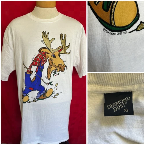 VINTAGE 1990s 1996 Diamond Dust Moose Shirt Size XL Gold Gli 1990s vintage concert t-shirt, vintage, size XL, single stitch, B+ condition