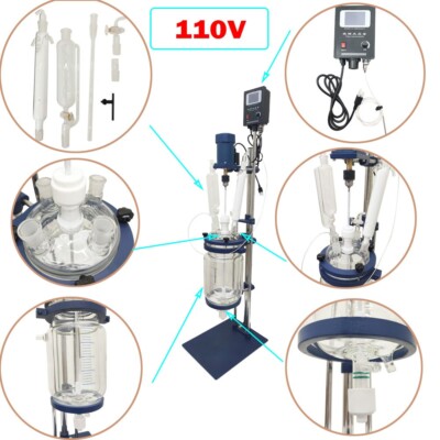 5L Chemical lab Jacketed Glass Reactor Vessel Customizable Jacketed Pilot Plant