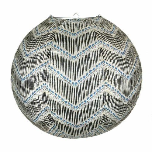 Quasimoon 14" Bohemian Brush Chevron Patterned Premium Paper Lantern by Paper... - Picture 3 of 5