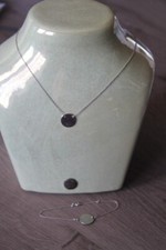 Parure Collier et bracelet argenté plaque ronde neuf