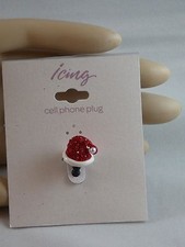Icing Cell Phone Plug Dust Cover Christmas Red Santa's Hat Iphone USA SELLER