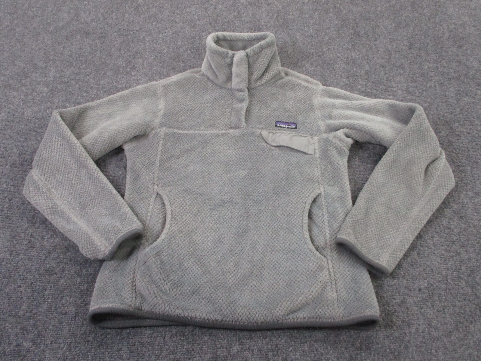 Patagonia Jacket Womens S Gray Snap T Fleece Fuzzy Sweater Outdoors Camping
