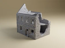 Destroyed Normandy House 1- 15mm, 20mm, 28mm Detailed WWII Terrain Bolt Action