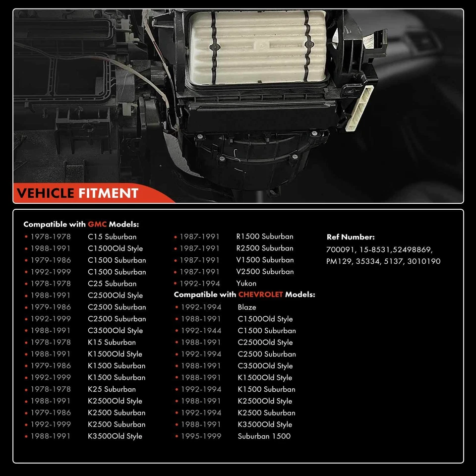 Motor calentador soplador aire acondicionado HVAC para Chevy Suburban K2500 C1500 GMC K1500 C1500 delantero Foto 3 de 4