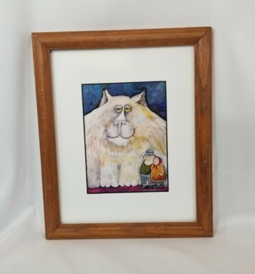 Nedobeck Whimsical Giant Fluffy Fat Cat w/ Cashmir & Zoshia Matted Framed Print