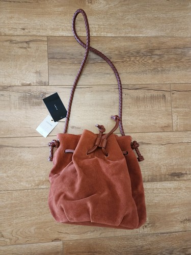 ZARA NEU MIT ETIKETT rostbraun Leder Wildleder SCHULTEREIMER Tasche M geflochtener Riemen - Bild 1 von 12