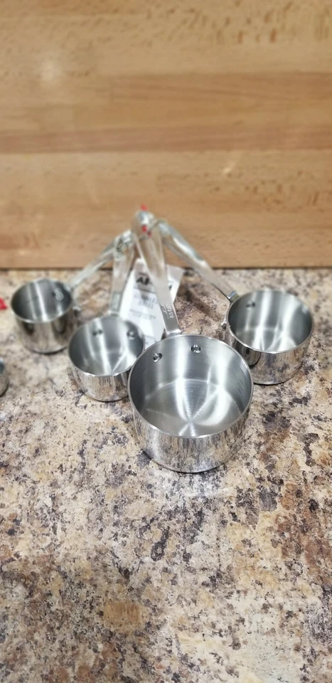 Juego de tazas y cucharas medidoras Allclad totalmente nuevas de acero inoxidable 18/10... Foto 2 de 4