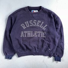 Russell Athletic USA Sweatshirt Crewneck Purple Navy 80s 90s Jumper Warm Up V