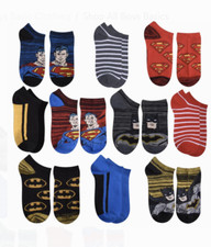 Boys Superman Batman Socks Lot of 10 NWT Shoe Size 7-10 or 10-4 No-Show B
