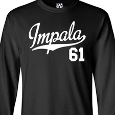 61 Impala Script Jersey LONG SLEEVE T-Shirt | 1961 SS Lowrider Mens Tee Shirt