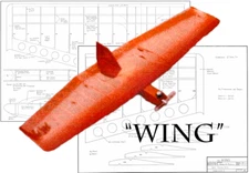 "Wing" 1/2A Flying Wing 37" WS RC Airplane Plans & Templates Printed