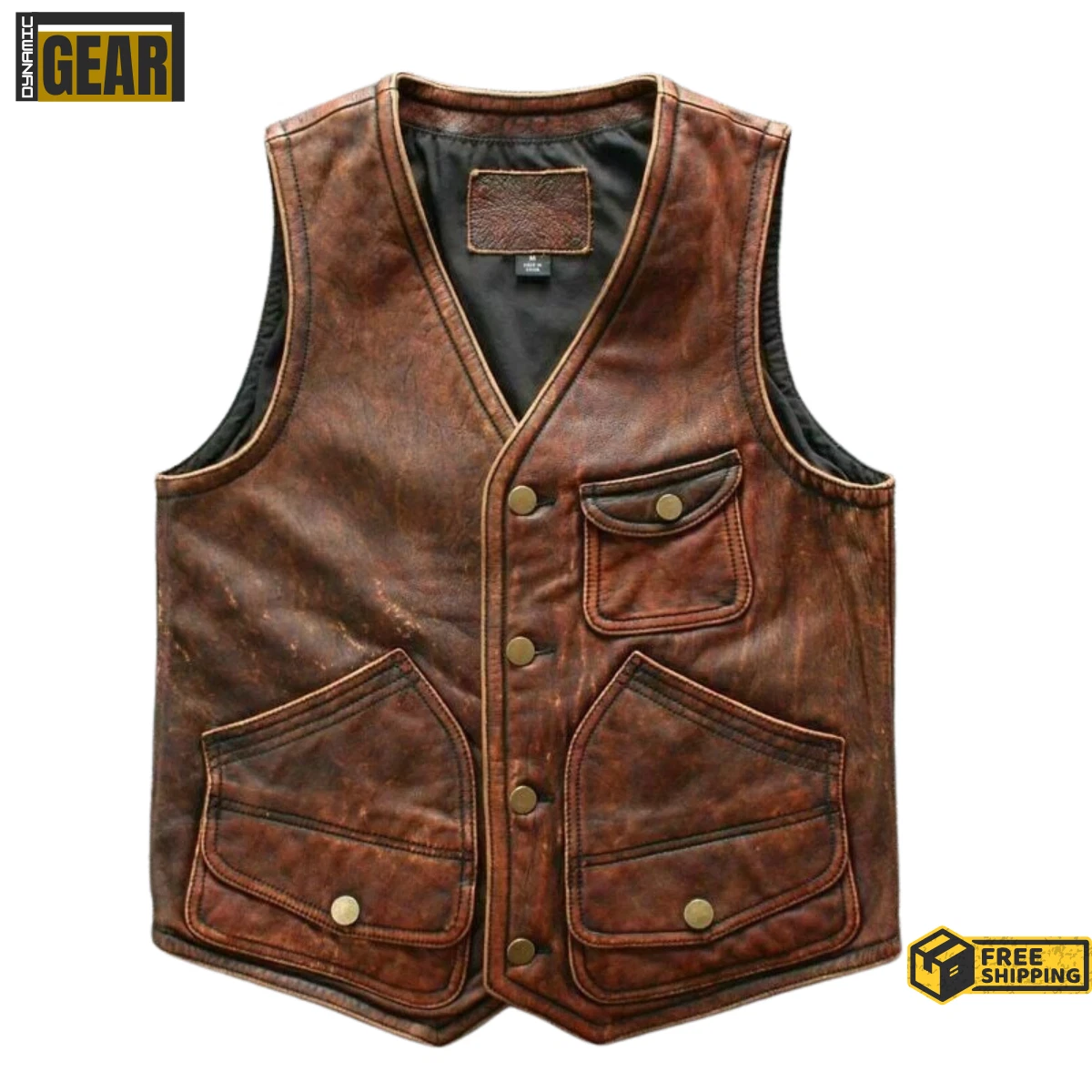 Men's Classic Leather vest Distressed Motorcycle Biker Premium Leather Vest