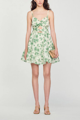 Sandro Women's Nances Sleeveless Dress, Style# SFPRO03046, Size 38, Ecru-Vert