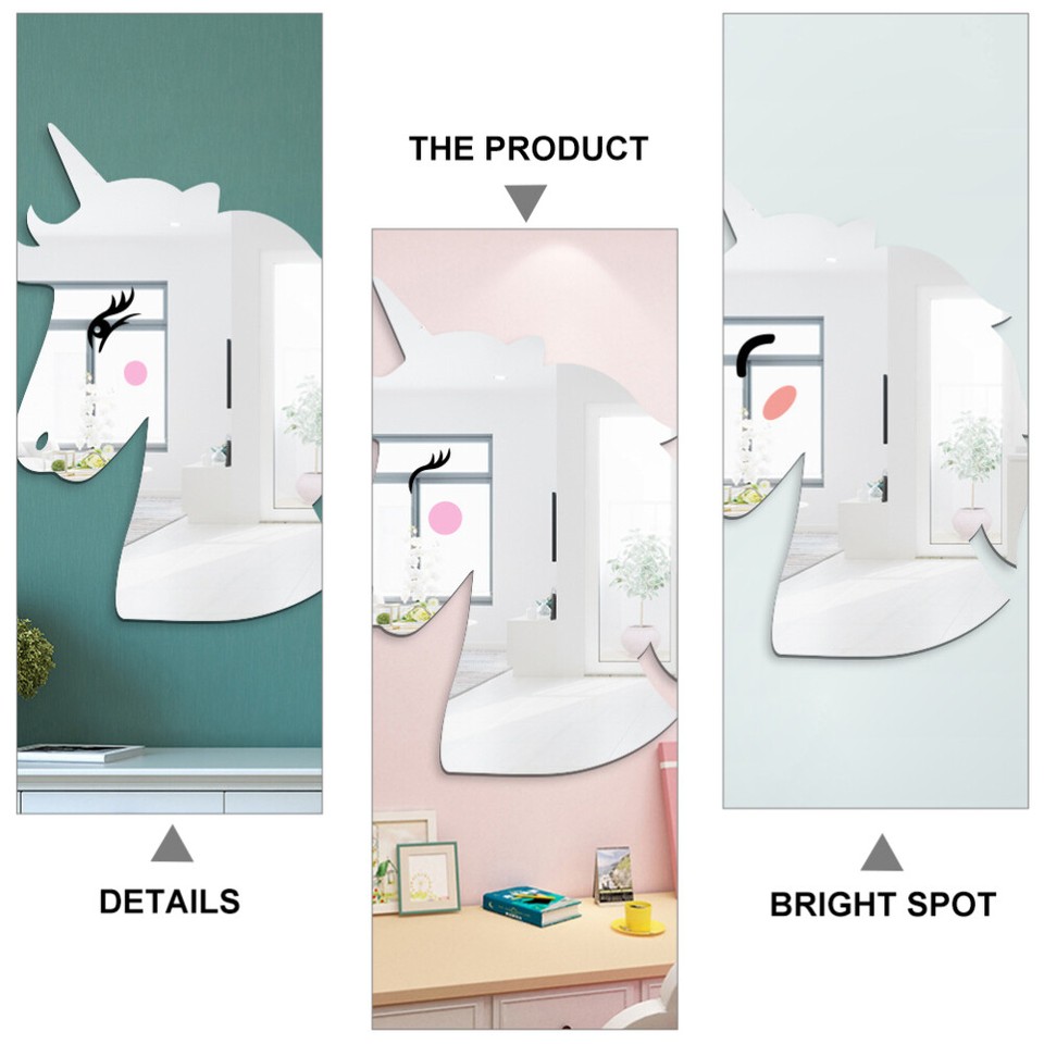 Wall Stick Mirror Unicorn Stickers Adhesive Mirrors Decoration Baby eBay