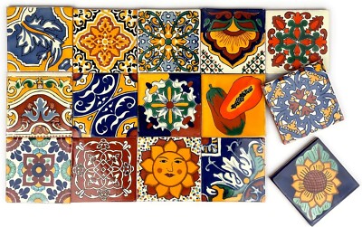 Cerames Handmade Mexican Talavera Tiles – 4x4 Inch Colorful Backsplash Pack Of 30 For Kitchen & Bathroom