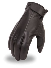 First Mens Leather Motorcycle Gloves w/Reflective Piping Throttle Grip FI152GL