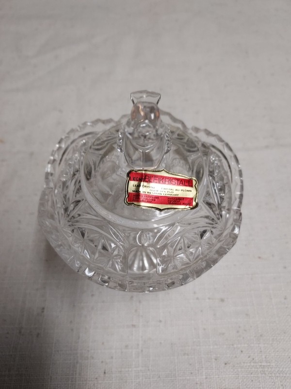 Compote w/ bird on lid by Karl Hofbauer GmbH & Co 24% PbO lead crystal