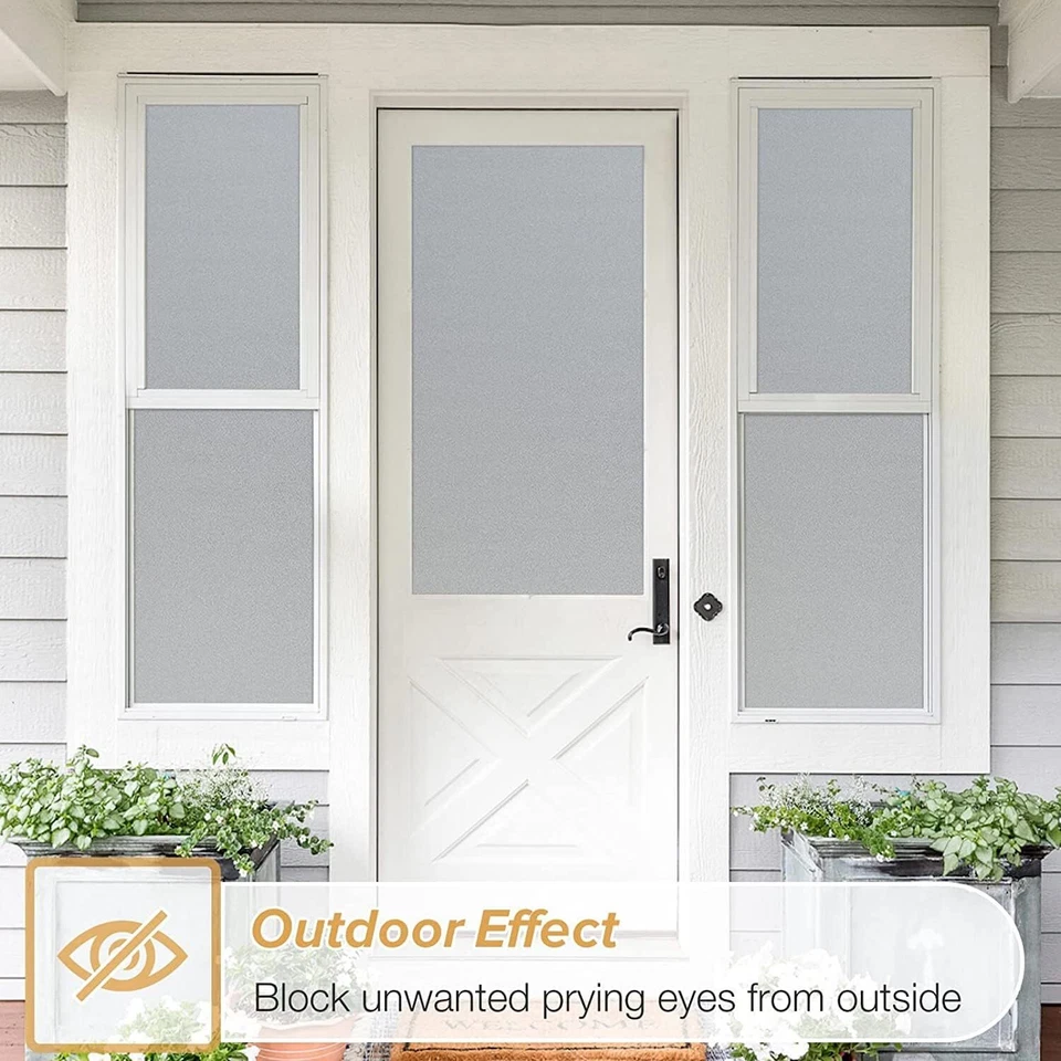 Bubble Free Frosted Window Film Static Cling Etched Privacy Glass Vinyl Sticker - Image 4 of 4