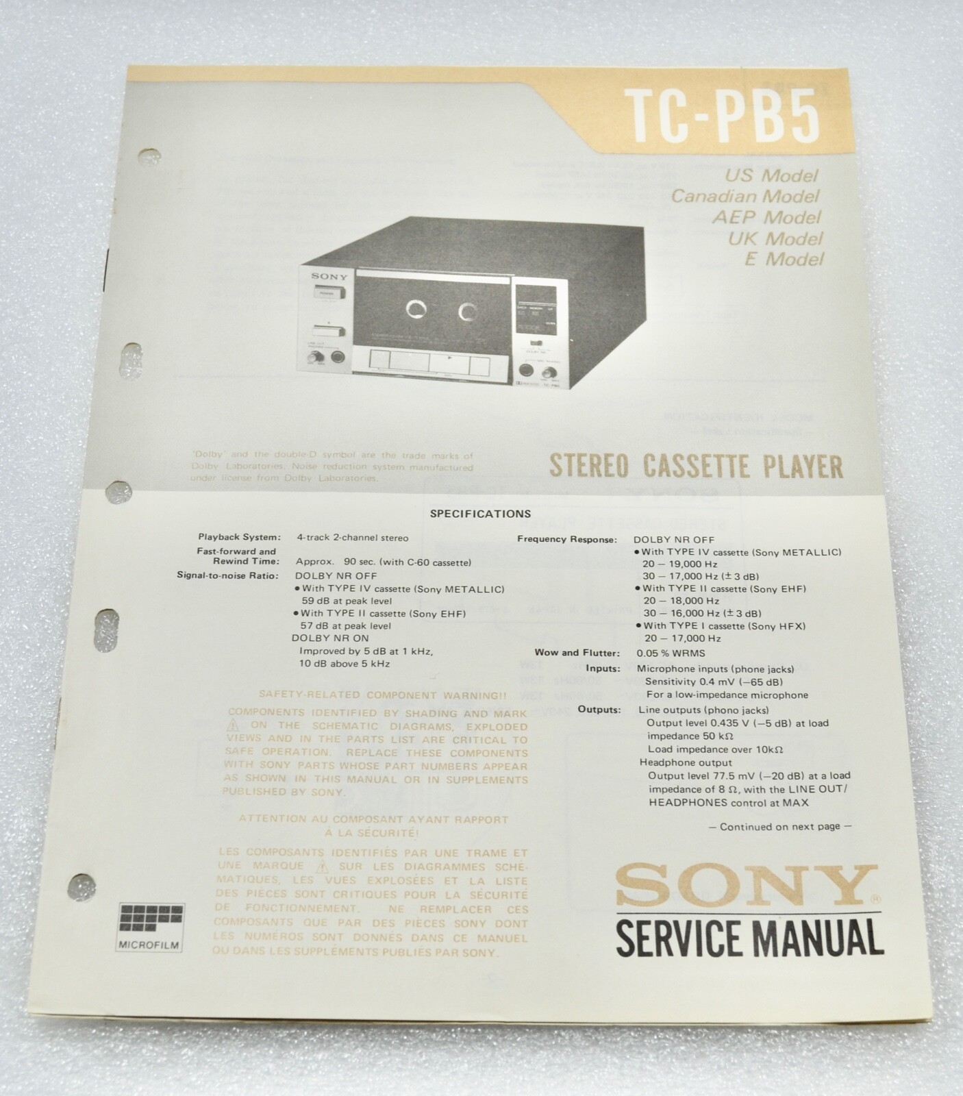 Sony TC PB5 vintage audio equipment - eBay listing photo 2