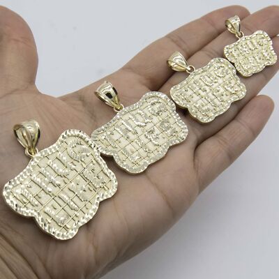 Diamantgeschliffenes ''''Thug Life'''' Medaillon Anhänger massiv echt 10K Gelbgold alle Größen