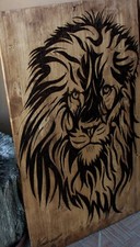 Leone in pirografia
