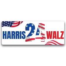 Magnet Me Up Kamala Harris Tim Walz Walts 2024 AM Flag Election Magnet Decal 3x8