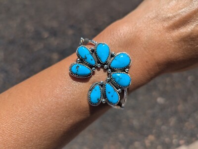 Navajo Türkis mit Pyriten Armreif Armband Sterling signiert Rita Dawes 6,25 NA