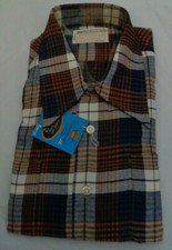 NOS PENNEYS 1950's Shadow Plaid Loop Collar Blue Black Gray Orange ROCKABILLY XL