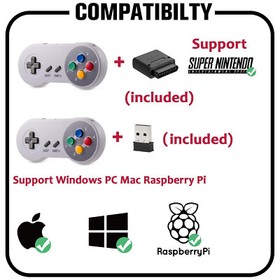 2x SNES Wireless Super NES Controller for SNES Super Entertainment System MAC PC