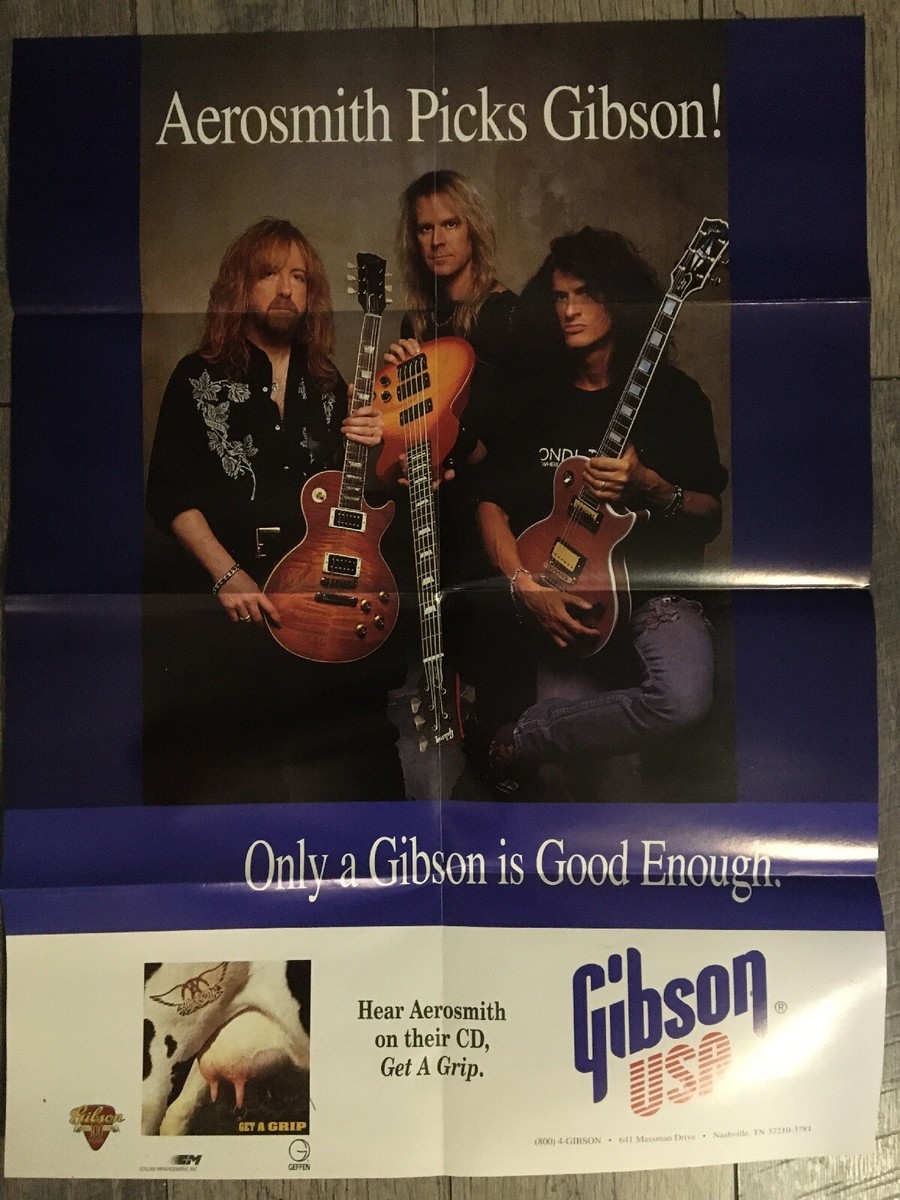 NOS 1993 Gibson Les Paul Guitar 24x18 Poster Featuring Joe Perry