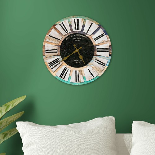 30CM Large Wall Clock Numerals Indoor Home Big Round Open Face Garden Vintage - Picture 55 of 126