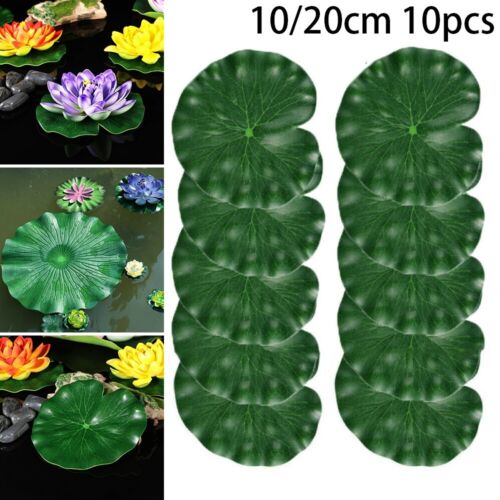 10x 10cm /20cm Künstliche Lotusblatt Blume Wasserlilie Schwimmende Pool Pflanzen - Bild 1 von 32