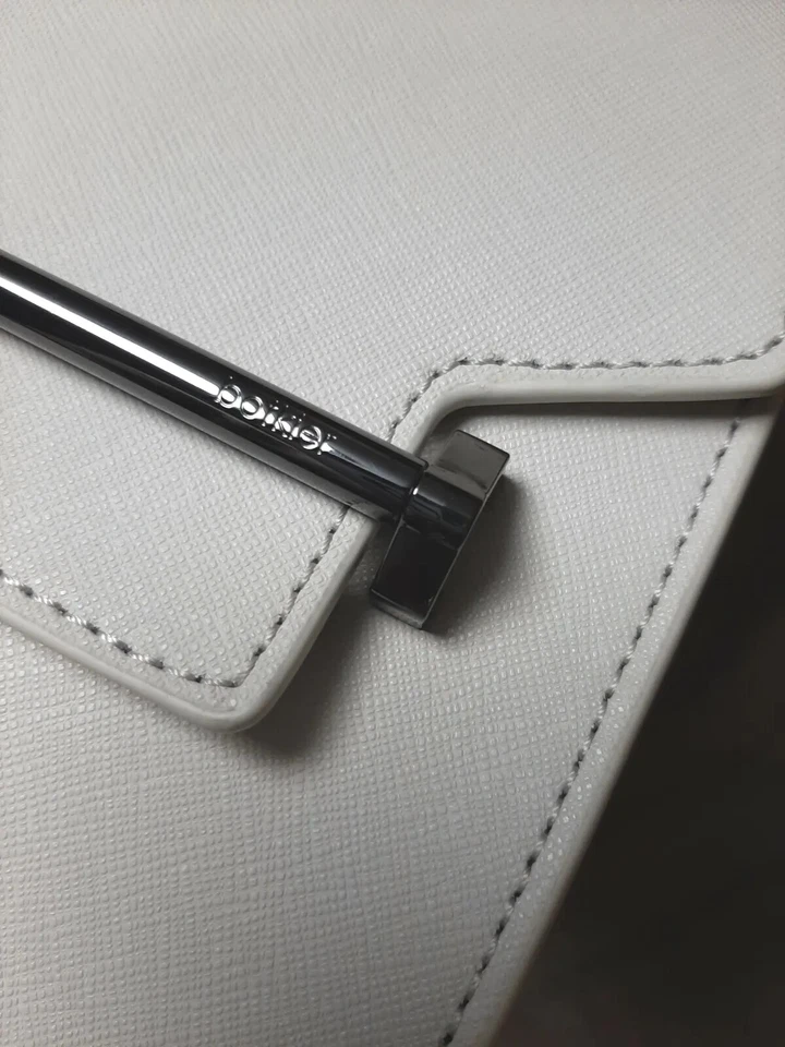 NWT Botkier NYC LENNOX Box Textured Leather Crossbody Dove White Gray Tag $248 - Image 4 of 4