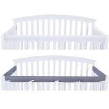 Crib Rail Cover Protector Safe Teething Guard Wrap for Standard Crib Grey&White