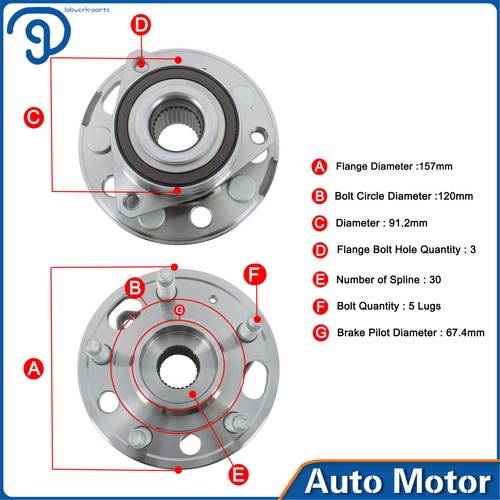 Cojinete y bujes de rueda delanteros traseros 513288 para Buick Regal 2011 2012-2016 2017 - Imagen 9 de 12