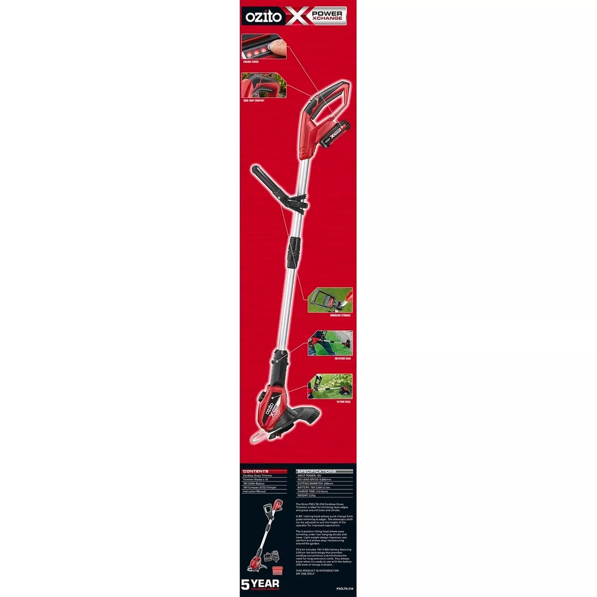 Ozito whipper 2024 snipper battery