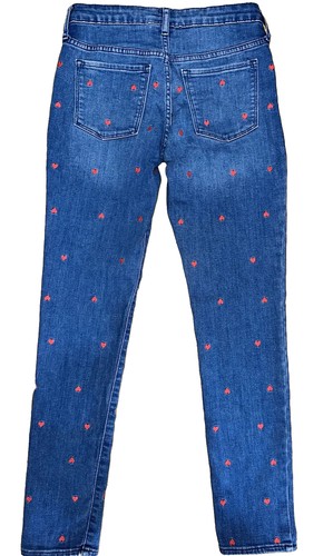 GAP Kids Girls Stretch Jeggings Love Hearts Dark Wash Denim Jeans Size 14 - Picture 2 of 5